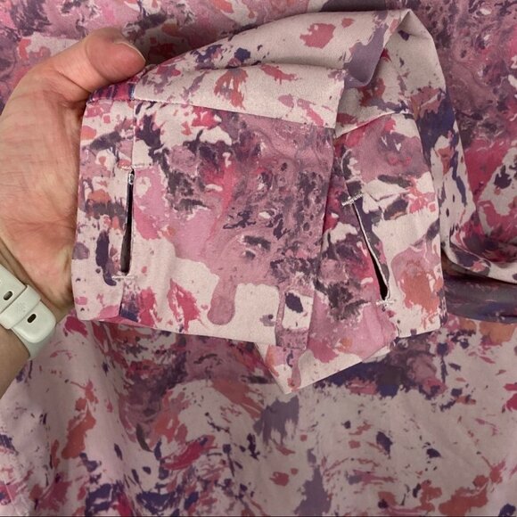 New Nordstrom Zella Girl Print Curved Hem T-Shirt Pink Splatter Size Large Top L - Picture 4 of 8